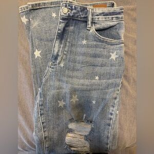 Star Patterned Blue Jeans
